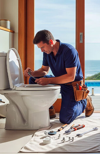 Plumber Repairing Toilet